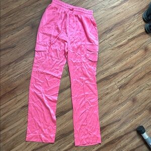 Cinq A Sept Sarie Satin Drawstring Waist Pocket Cargo Pants in Hot Pink medium